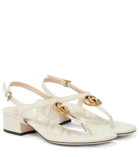 gucci leather mid-heel sandal with double g|Gucci jelly thong sandals.